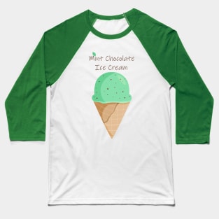 Mint Chocolate Chip Ice Cream Illustration Baseball T-Shirt